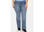 Bootcut-Jeans SHEEGO, Damen, Gr. 46, Normalgrößen, blau (blau denim), 75% Baumwolle, 24% Polyester, 1% Elasthan, unifarben, lang, Jeans
