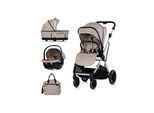 Chipolino Kombikinderwagen Aurora 3 in 1 Babyschale Babywanne Sportsitz Tasche hellbraun
