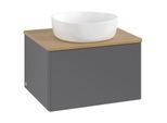Villeroy und Boch Antao Waschtisch-Unterschrank L29011GK mit Beleuchtung, 60x36x50cm, Waschbeckenplattenfarbe honey oak, anthracite matt lacquer