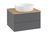 Villeroy und Boch Antao Waschtisch-Unterschrank L18111GK mit Beleuchtung mit Struktur, 60x36x50cm, Waschbeckenplattenfarbe honey oak, anthracite matt lacquer