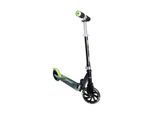 muuwmi Aluminium Scooter Neon – Tretroller, 180 mm, ABEC 5, GS-geprüft, höhenverstellbar, LED-Leuchtrollen, grün-schwarz