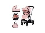 Chipolino Kombikinderwagen Aurora 3 in 1 Babyschale Babywanne Sportsitz Tasche rosa