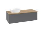 Villeroy und Boch Antao Waschtisch-Unterschrank L33011GK mit Beleuchtung, 120x36x50cm, Waschbeckenplattenfarbe honey oak, anthracite matt lacquer