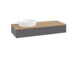 Villeroy und Boch Antao Waschtisch-Unterschrank L11011GK mit Beleuchtung, 120x19x50cm, Waschbeckenplattenfarbe honey oak, anthracite matt lacquer