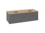 Villeroy und Boch Antao Waschtisch-Unterschrank L35051GK mit Beleuchtung, 120x36x50cm, Hahnloch, Waschbeckenplattenfarbe honey oak, anthracite matt lacquer