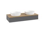 Villeroy und Boch Antao Waschtisch-Unterschrank L13011GK mit Beleuchtung, 120x19x50cm, Waschbeckenplattenfarbe honey oak, anthracite matt lacquer