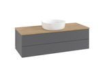 Villeroy und Boch Antao Waschtisch-Unterschrank L21111GK mit Beleuchtung mit Struktur, 120x36x50cm, Waschbeckenplattenfarbe honey oak, anthracite matt lacquer