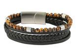 Edelstahlarmband ADELIA´S "Herren Armband aus Edelstahl" Gr. 21, braun (schwarz braun silber), Armbänder, Herren, 21, Edelstahl, Edelstahlarmband