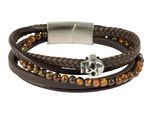 Edelstahlarmband ADELIA´S "Herren Armband aus Edelstahl mit Tigerauge" Gr. 17, braun silber, Armbänder, Herren, 17, Edelstahl, Edelstahlarmband