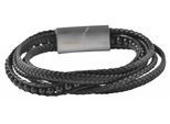 Edelstahlarmband ADELIA´S "Unisex Armband aus Edelstahl mit Onyx" Gr. 19, schwarz (schwarz silber), Armbänder, Herren, 19, Edelstahl, Edelstahlarmband