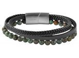Edelstahlarmband ADELIA´S "Unisex Armband aus Edelstahl mit Tigerauge" Gr. 19, grün schwarz silber, Armbänder, Damen, 19, Edelstahl, Edelstahlarmband