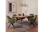 6er-Set Esszimmerstuhl MCW-L79, Küchenstuhl Armlehne drehbar Auto-Return Samt 440g/m² ~ Wildleder-Optik olivgrün