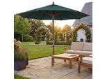 Gastronomie Holz-Sonnenschirm MCW-C57b, Gartenschirm, Polyester/Holz 14kg, rund Ø3m Seilzug stoßsicher ~ dunkelgrün