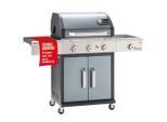 Landmann Gasgrill Triton 3.1 Maxx, Grau, Schwarz, Metall, 120x57x140 cm, Seitenablage, Temperaturanzeige, mit Rädern, Sideburner, Warmhalterost, stufenlos regulierbar, Grills & Outdoor-Küchen, Gasgrills