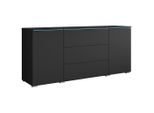 P & B Sideboard Vera, Graphit, Kunststoff, 2 Fächer, 3 Schublade(n) Schubladen, kaltweiß, 150x67.9x39.5 cm, Fsc, stehend, Wohnzimmer, Kommoden & Sideboards, Sideboards