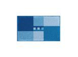 Grund , Blau , Textil , Karo , rechteckig , 65x115 cm , Oeko-Tex® Standard 100, Made in Europe , Heimtextilien, Badtextilien, Badematten, Badematten