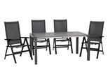 Gartengarnitur Uran 5-Teilig Metall/Textil/Holzwerkstoff