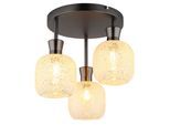 GLOBO LIGHTING Deckenleuchte "BROKANA", gold (schwarz, chromfarben matt), 3, Ø 33cm H: 30,5cm, 1 Stk., Leuchten, Schwarz-chrome Deckenleuchte mit Glas Mosaik, ø 330mm, E14 3x40W, Deckenleuchte