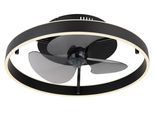 GLOBO LIGHTING Deckenleuchte "CONWAY", schwarz, Ø 50cm H: 14,5cm, 1 Stk., Leuchten, Ventilator rauchfarben CCT 2700-6500K modern Funktionen Wohnraum, Deckenleuchte