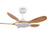 REALITY LEUCHTEN LED Deckenleuchte "FLEN mit Ventilator, großer Deckenventilator Ø 108cm mit 24W LED CCT", braun (holzfarben, weiß), 1, Ø 108cm H: 43cm, 1 Stk., Leuchten, Fernbedienung 6 Geschwindigkeiten Timer Vor- & Rücklauf dimmbar, LED Deckenleuchte