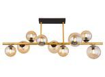 GLOBO LIGHTING Deckenleuchte "RIHA", schwarz matt, 9, H: 38cm, 1 Stk., Leuchten, Deckenleuchte Schwarz/Messing, Amberglas, 5 Gläser, LED G9, Deckenleuchte