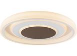 GLOBO LIGHTING Deckenleuchte "GOFFI", weiß, 1, Ø 69cm H: 10cm, 1 Stk., Leuchten, Deckenleuchte Weiß/Braun, Acryl/Opal, dimmbar, LED 72W, Deckenleuchte
