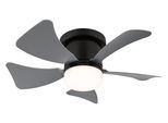 GLOBO LIGHTING Deckenleuchte "HINES", schwarz (schwarz grau), Ø 40,6cm H: 13cm, 1 Stk., Leuchten, Ventilator grau kühlen-heizen Wohnzimmer Schlafzimmer, Deckenleuchte