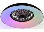 REALITY LEUCHTEN LED Deckenleuchte "SVAERHOLT mit Ventilator, großer Deckenventilator Ø 60cm mit RGB Licht", schwarz, 1, Ø 60cm H: 19,5cm, 1 Stk., Leuchten, 5-Stufen Ventilator Fernbedienung RGB Farbwechsel 4500 Lumen CCT, LED Deckenleuchte