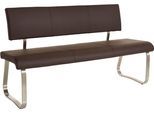 Polsterbank MCA FURNITURE "Arco", braun (braun, edelstahl gebürstet), B:175cm H:86cm T:59cm, Sitzbänke, Polsterbank, belastbar bis 280 kg, Kunstleder, in verschiedenen Breiten