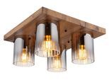 GLOBO LIGHTING Deckenleuchte "UNDERWOOD", braun (holzoptik dunkel), H: 18cm, 1 Stk., Leuchten, Deckenlampe Wohnzimmer-Leuchte Schlafzimmer-Leuchte Flur Küche, Deckenleuchte