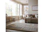 Teppich FLAIR RUGS "VARA WOOL", beige (natürlich), B:140cm H:6mm L:200cm, Oberfläche: 100% Wolle. Rückseite: 58% Wolle, 42% Synthetik, Teppiche, Teppich
