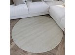 Teppich WECON HOME "Hamptons TWENTYSEVEN", beige (creme weiß), H:15mm Ø:180cm, Polyester, Teppiche, Teppich, Kurzflor, Wohnzimmer, Schlafzimmer, elegant, robust, Linien-Muster