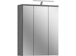 Badezimmerspiegelschrank WELLTIME "LUCCA, Breite 60cm, inkl. LED Beleuchtung, 3 Spiegeltüren", silber (rauchsilber nb, spiegelfront), B:60cm H:77cm T:21cm, FSC-zertifizierter Holzwerkstoff, Schränke, Badmöbel, Badschrank, Schrank, Wandschrank, Bad, Badezimmer