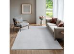 Teppich THE CARPET "Rio", weiß, B:240cm H:8mm L:340cm, Polyester, Teppiche, Teppich, weicher Wohnzimmer Teppich rutschfest 3D-Optik