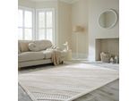 Teppich FLAIR RUGS "SCULPTURED ABSTRACT", weiß, B:140cm H:14mm L:200cm, Oberfläche: 91% Wolle, 9% Polyester. Rückseite: 47% Baumwolle, 32% Polyester, 21% Viskose, Teppiche, Teppich