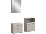 Badmöbel-Set WELLTIME "FLORENZ, 3-teilige Badkombination, hochwertige MDF-Front", kaschmir, B:135cm H:185cm T:30cm, Holzwerkstoff, MDF, Kastenmöbel-Sets, Badmöbel-Set, Bad-Kombination, Bad-Möbel, Badezimmer, Kombination, Kombi