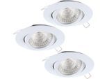EGLO LED Einbauleuchte "TEDO1", weiß, 3, Ø 8cm H: 11,5cm, 3 Stk., Leuchten