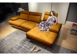 Ecksofa CALIA ITALIA "Toby Wing, B/T: 308/153 cm, Multifunktionssofa, Designsofa, L-Form", gelb (ocra mario), B:308cm H:90cm T:153cm, Mikrofaser mit Nubuk Optik (100% Polyester), Sofas, Ecksofa, inkl. Sitztiefenverstellung und Armlehnfunktion, Füße in schwarz matt