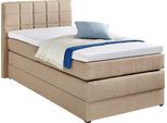 Boxspringbett HAPO "ORNELLA inkl. Bettkasten, in verschiedenen Breiten erhältlich", beige, Liegefläche B/L: 100cm x 200cm, kein Härtegrad, 7-Zonen-Kaltschaummatratze, Das Bett ist mit pflegeleichtem Feinstrukturstoff in Leinenoptik (100% Polyester) bezogen.;Die Oberseite der Unterfederung und die Ober- und Unterseite der Obermatratze sind jeweils mit einem rutschhemmenden Stoff aus 70% Polyester u