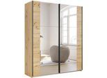 Schwebetürenschrank RAUCH "Kleiderschrank Drehtürenschrank Schrank Garderobe KRONACH", braun (eiche artisan, griffleisten grau, 2 spiegel), B:175cm H:210cm T:59cm, Holzwerkstoff, Schränke, Schwebetürenschrank, optional ohne, mit 1 oder 2 Spiegel, viel Stauraum MADE IN GERMANY