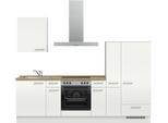 Küchenzeile NOBILIA "Laser I", NEU: individuell anpassbar mit gratis Profi-Beratung", weiß (küche: weiß, korpus: alpinweiß, arbeitsplatte: eiche sierra nachbildung), B:270,3cm H:216,6cm T:60cm, Komplettküchen-Sets, Küchenzeile, vormontiert, 270 cm breit, optional mit verschiedenen E‑Geräte-Sets