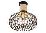 GLOBO LIGHTING Deckenleuchte "DORTHY", braun (schwarz matt), 1, Ø 38cm H: 36,5cm, 1 Stk., Leuchten, Schwarze Deckenleuchte mit Travertine Stein und Kristallen, Deckenleuchte
