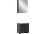 Badmöbel-Set WELLTIME "FLORENZ, 2-teilige Badkombination, hochwertige MDF-Front", nox oak nb, schwarz matt, B:60cm H:185cm T:30cm, Holzwerkstoff, MDF, Kastenmöbel-Sets, Badmöbel-Set, Bad-Kombination, Bad-Möbel, Badezimmer, Kombination, Kombi