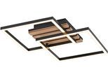 JUST LIGHT LED Deckenleuchte "AKUSTIKA", schwarz (holz, natur), 1, H: 8,3cm, 1 Stk., Leuchten, Eichenfurnier und schwarz, Rahmen drehbar, LED Deckenleuchte