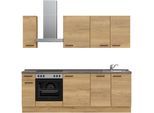Küchenzeile NOBILIA "Structura I", NEU: individuell anpassbar mit gratis Profi-Beratung", braun (küche: braun, korpus: eiche sierra nachbildung, arbeitsplatte: beton schiefergrau nachbildung), B:240,3cm H:216,6cm T:60cm, Komplettküchen-Sets, Küchenzeile, vormontiert, Breite 240 cm, Ausrichtung wählbar, wahlw. mit E-Geräten