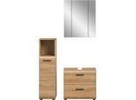 Badmöbel-Set WELLTIME "FLORENZ, 3-teilige Badkombination, hochwertige MDF-Front", braun (artisan oak nb), B:105cm H:185cm T:32cm, Kastenmöbel-Sets, Badmöbel-Set, Bad-Kombination, Bad-Möbel, Badezimmer, Kombination, Kombi