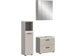 Badmöbel-Set WELLTIME "FLORENZ, 3-teilige Badkombination, hochwertige MDF-Front", beige (kaschmir), B:105cm H:185cm T:30cm, Holzwerkstoff, MDF, Kastenmöbel-Sets, Badmöbel-Set, Bad-Kombination, Bad-Möbel, Badezimmer, Kombination, Kombi