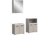 Badmöbel-Set WELLTIME "FLORENZ, 3-teilige Badkombination, hochwertige MDF-Front", beige (kaschmir), B:135cm H:185cm T:30cm, Holzwerkstoff, MDF, Kastenmöbel-Sets, Badmöbel-Set, Bad-Kombination, Bad-Möbel, Badezimmer, Kombination, Kombi