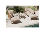 Beldano Loungegarnitur , Braun, Gelb, Beige , Metall, Kunststoff, Textil , 200x67x68 cm , Gartenmöbel, Loungemöbel, Gartenlounge-Sets