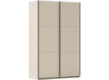 Schwebetürenschrank RAUCH "Kleiderschrank Drehtürenschrank Schrank Garderobe KRONACH", champagner, griffleisten grau, B:131cm H:210cm T:59cm, Holzwerkstoff, Schränke, Schwebetürenschrank, optional ohne, mit 1 oder 2 Spiegel, viel Stauraum MADE IN GERMANY